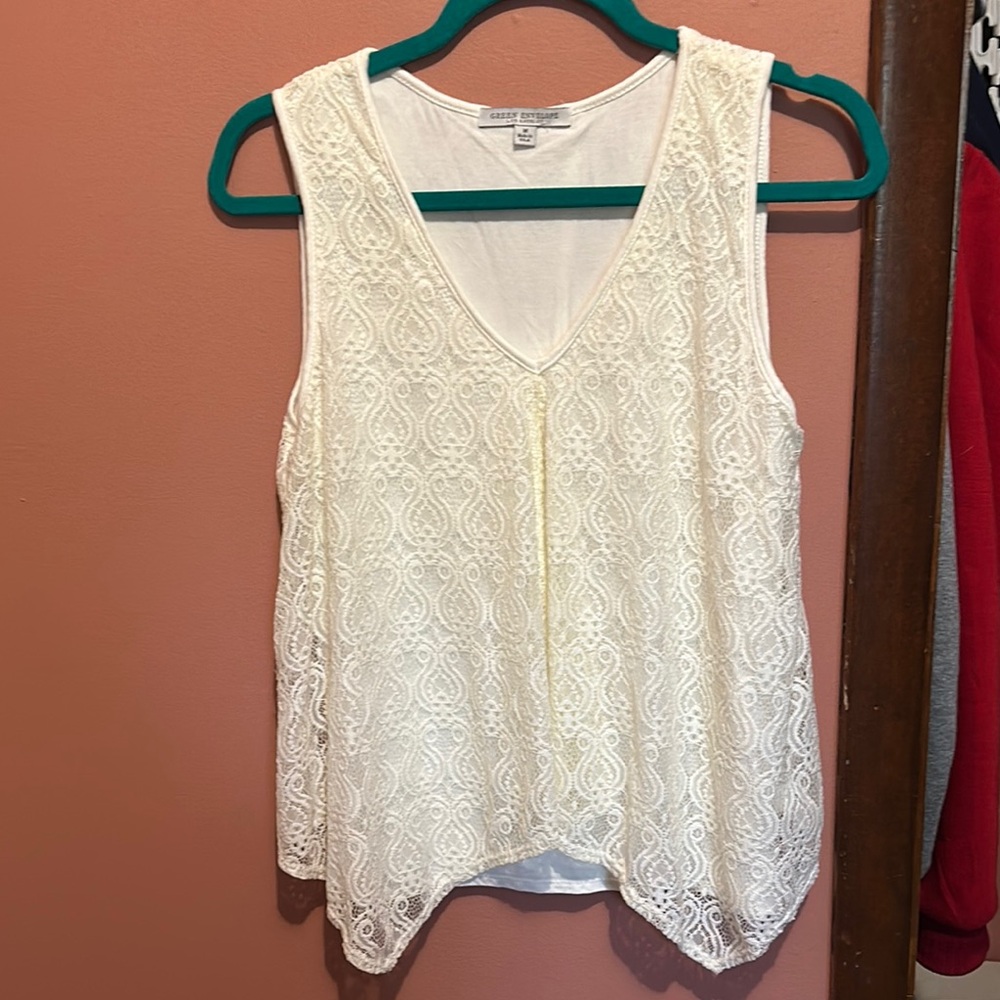 White Lace Overlay Tank Top